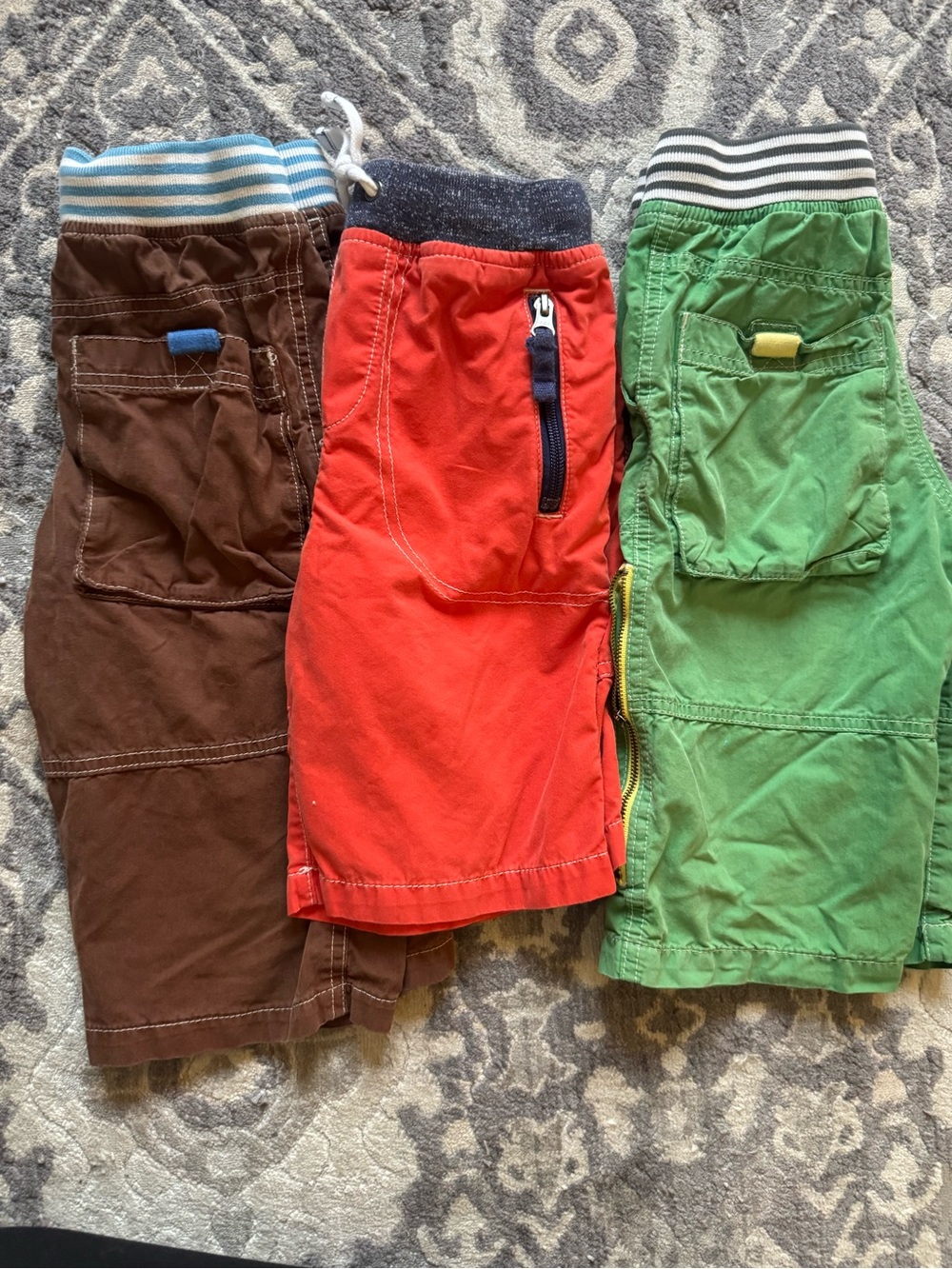 Mini BodenKids Cargo Shorts in Red, Green & Brown - Casual Pull-On Bottoms